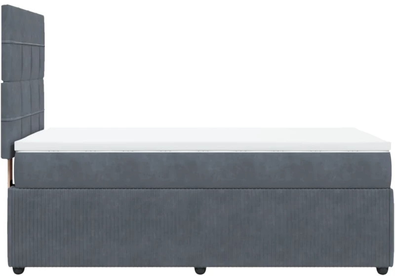 vidaXL Κρεβάτι Boxspring με Στρώμα Σκούρο Γκρι 90x190 εκ. Βελούδινο