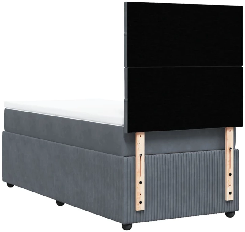vidaXL Κρεβάτι Boxspring με Στρώμα Σκούρο Γκρι 90x190 εκ. Βελούδινο