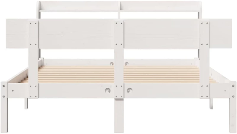 vidaXL Σκελετός Κρεβ. Χωρίς Στρώμα Λευκό 135x190 εκ Μασίφ Πεύκο