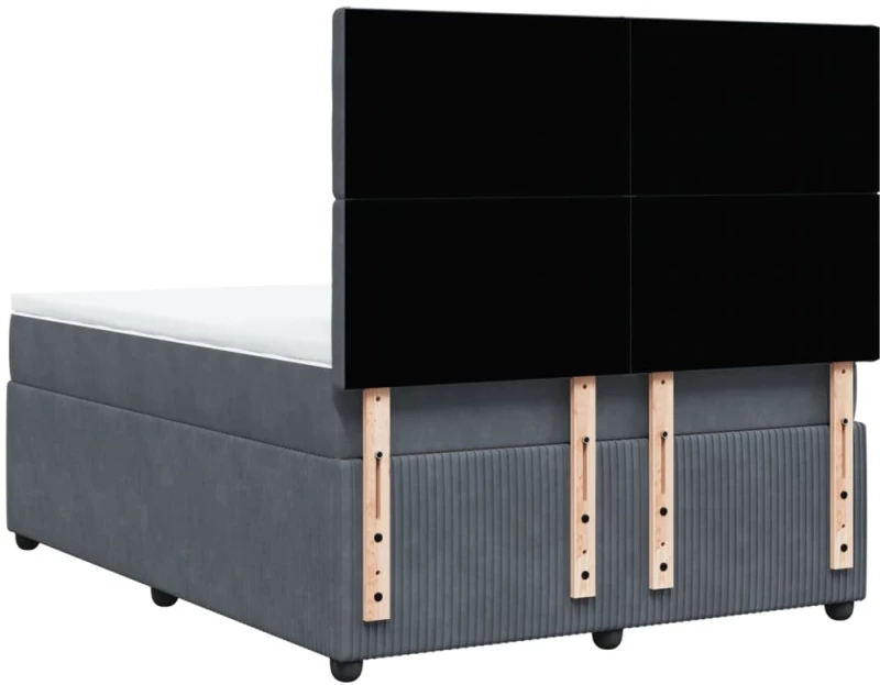 vidaXL Κρεβάτι Boxspring με Στρώμα Σκούρο Γκρι 140x200 εκ. Βελούδινο
