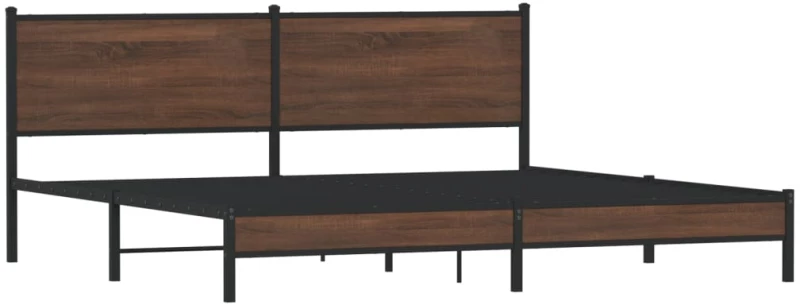 vidaXL Σκελετός Κρεβ. Χωρίς Στρώμα Καφέ Δρυς 200x200 εκ. Μεταλλικό