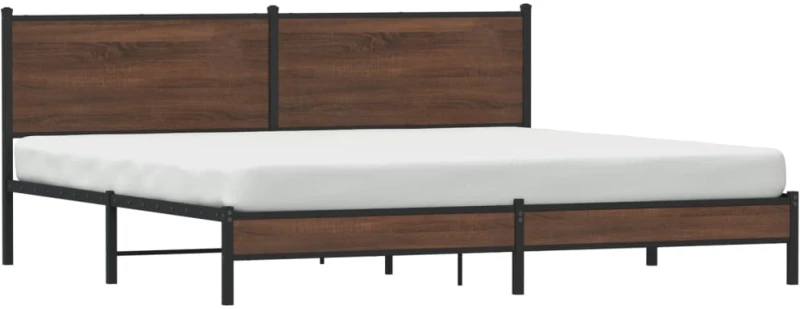vidaXL Σκελετός Κρεβ. Χωρίς Στρώμα Καφέ Δρυς 200x200 εκ. Μεταλλικό