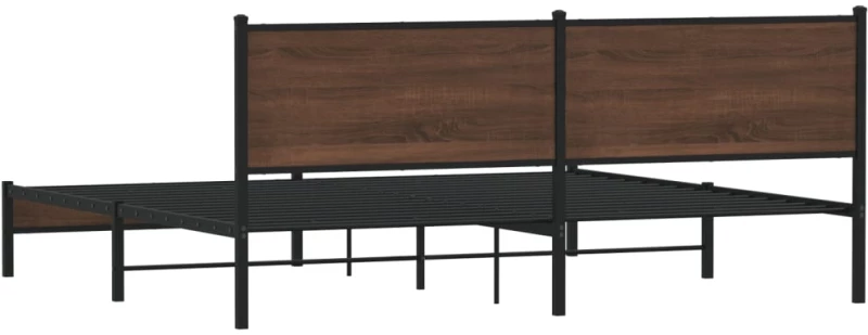 vidaXL Σκελετός Κρεβ. Χωρίς Στρώμα Καφέ Δρυς 200x200 εκ. Μεταλλικό