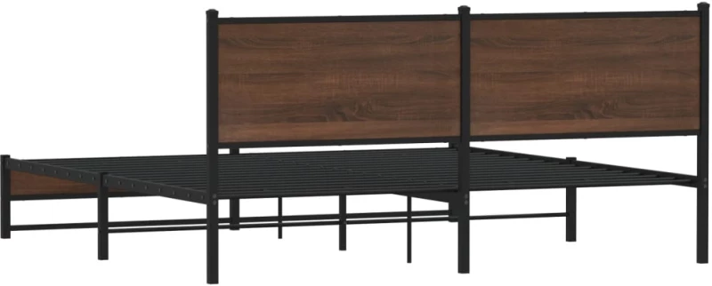vidaXL Σκελετός Κρεβ. Χωρίς Στρώμα Καφέ Δρυς 183x213 εκ. Μεταλλικό