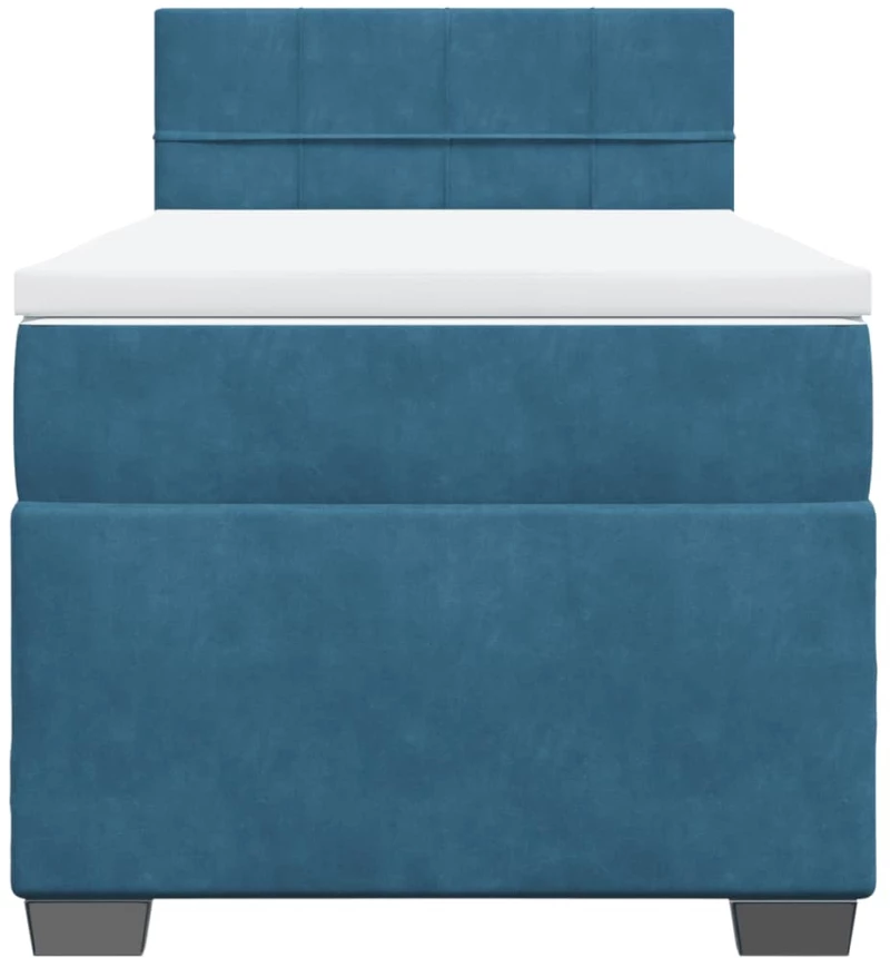 vidaXL Κρεβάτι Boxspring με Στρώμα Σκούρο Μπλε 90x200 εκ. Βελούδινο
