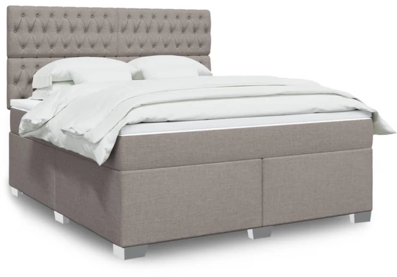vidaXL Κρεβάτι Boxspring με Στρώμα Taupe 180x200 εκ. Υφασμάτινο
