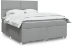 vidaXL Κρεβάτι Boxspring με Στρώμα Ανοιχτό Γκρι 180x200 εκ. Υφασμάτινο
