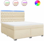 vidaXL Κρεβάτι Boxspring με Στρώμα Κρεμ 180x200 εκ. Υφασμάτινο
