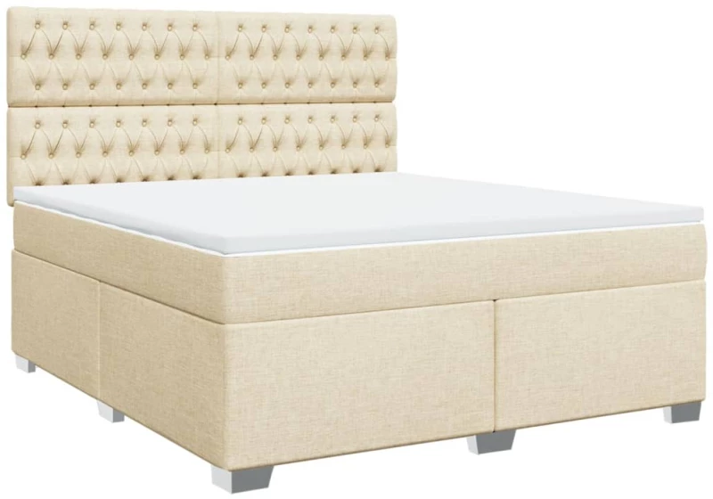 vidaXL Κρεβάτι Boxspring με Στρώμα Κρεμ 180x200 εκ. Υφασμάτινο