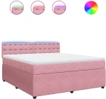 vidaXL Κρεβάτι Boxspring με Στρώμα Ροζ 180x200 εκ. Βελούδινο