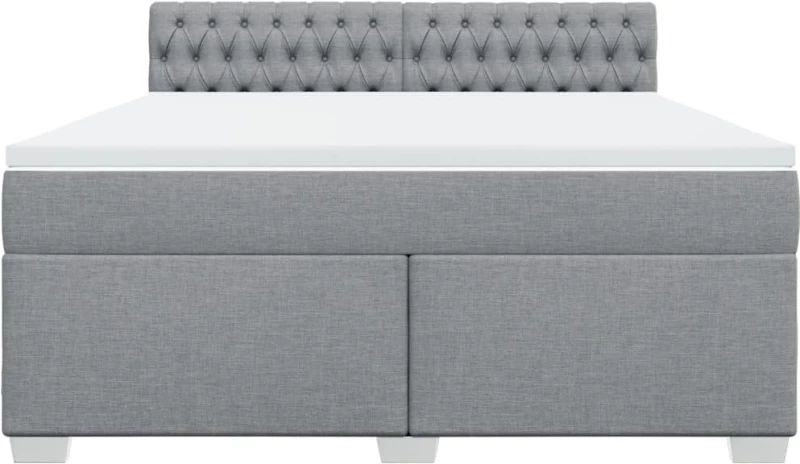 vidaXL Κρεβάτι Boxspring με Στρώμα Ανοιχτό Γκρι 180x200 εκ. Υφασμάτινο