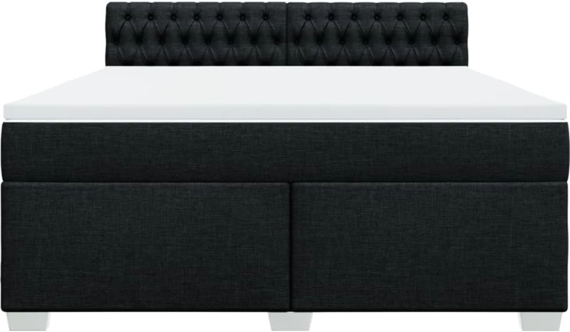 vidaXL Κρεβάτι Boxspring με Στρώμα Μαύρο 180x200 εκ. Υφασμάτινο