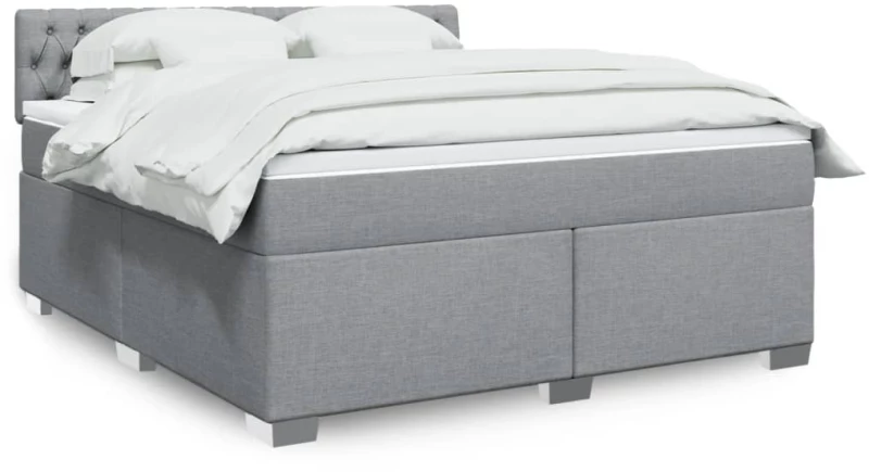 vidaXL Κρεβάτι Boxspring με Στρώμα Ανοιχτό Γκρι 180x200 εκ. Υφασμάτινο