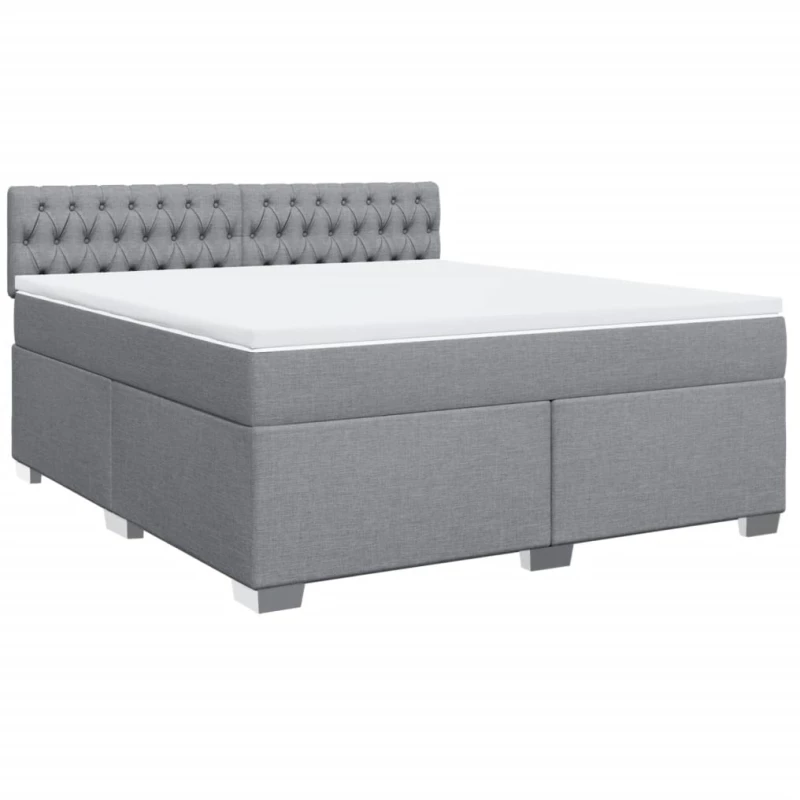 vidaXL Κρεβάτι Boxspring με Στρώμα Ανοιχτό Γκρι 180x200 εκ. Υφασμάτινο