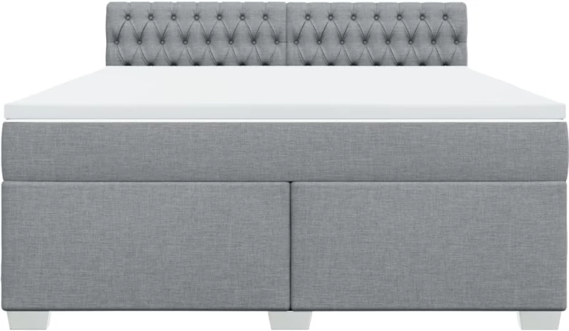 vidaXL Κρεβάτι Boxspring με Στρώμα Ανοιχτό Γκρι 180x200 εκ. Υφασμάτινο