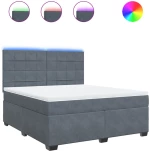 vidaXL Κρεβάτι Boxspring με Στρώμα Σκούρο Γκρι 180x200 εκ. Βελούδινο