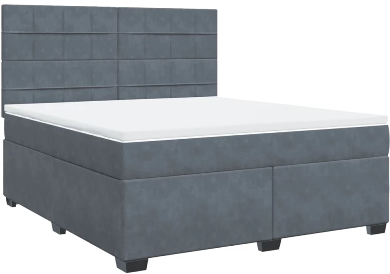 vidaXL Κρεβάτι Boxspring με Στρώμα Σκούρο Γκρι 180x200 εκ. Βελούδινο
