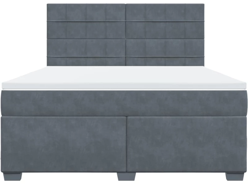 vidaXL Κρεβάτι Boxspring με Στρώμα Σκούρο Γκρι 180x200 εκ. Βελούδινο