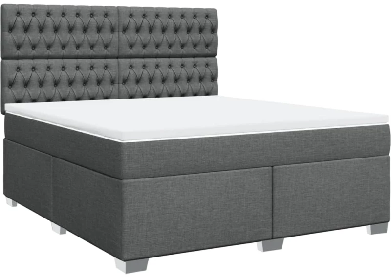vidaXL Κρεβάτι Boxspring με Στρώμα Σκούρο Γκρι 180x200 εκ Υφασμάτιν
