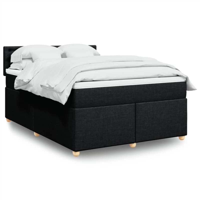 vidaXL Κρεβάτι Boxspring με Στρώμα Μαύρο 140x190 εκ. Υφασμάτινο