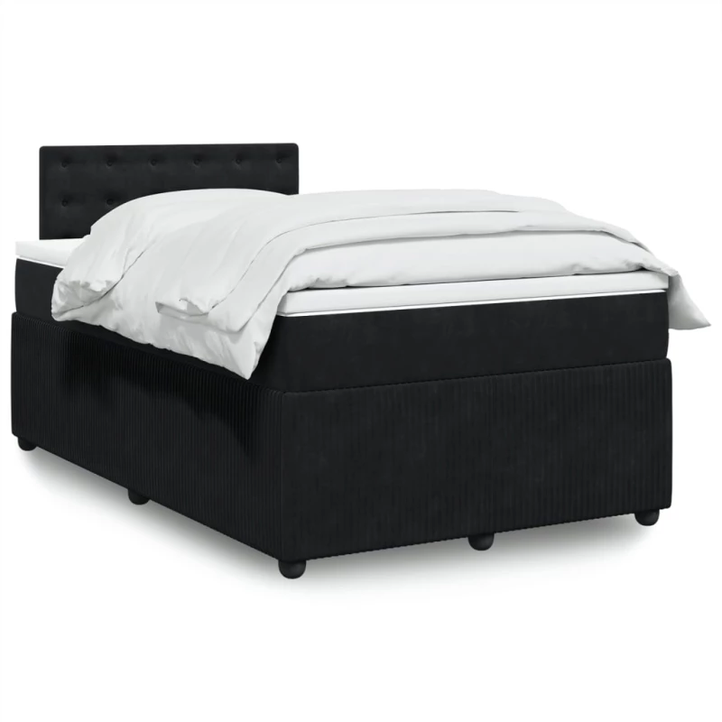 vidaXL Κρεβάτι Boxspring με Στρώμα Μαύρο 120x190 εκ. Βελούδινο