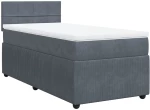 vidaXL Κρεβάτι Boxspring με Στρώμα Σκούρο Γκρι 90x200 εκ. Βελούδινο