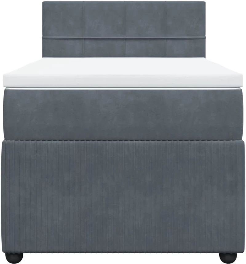 vidaXL Κρεβάτι Boxspring με Στρώμα Σκούρο Γκρι 90x200 εκ. Βελούδινο