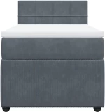 vidaXL Κρεβάτι Boxspring με Στρώμα Σκούρο Γκρι 90x200 εκ. Βελούδινο