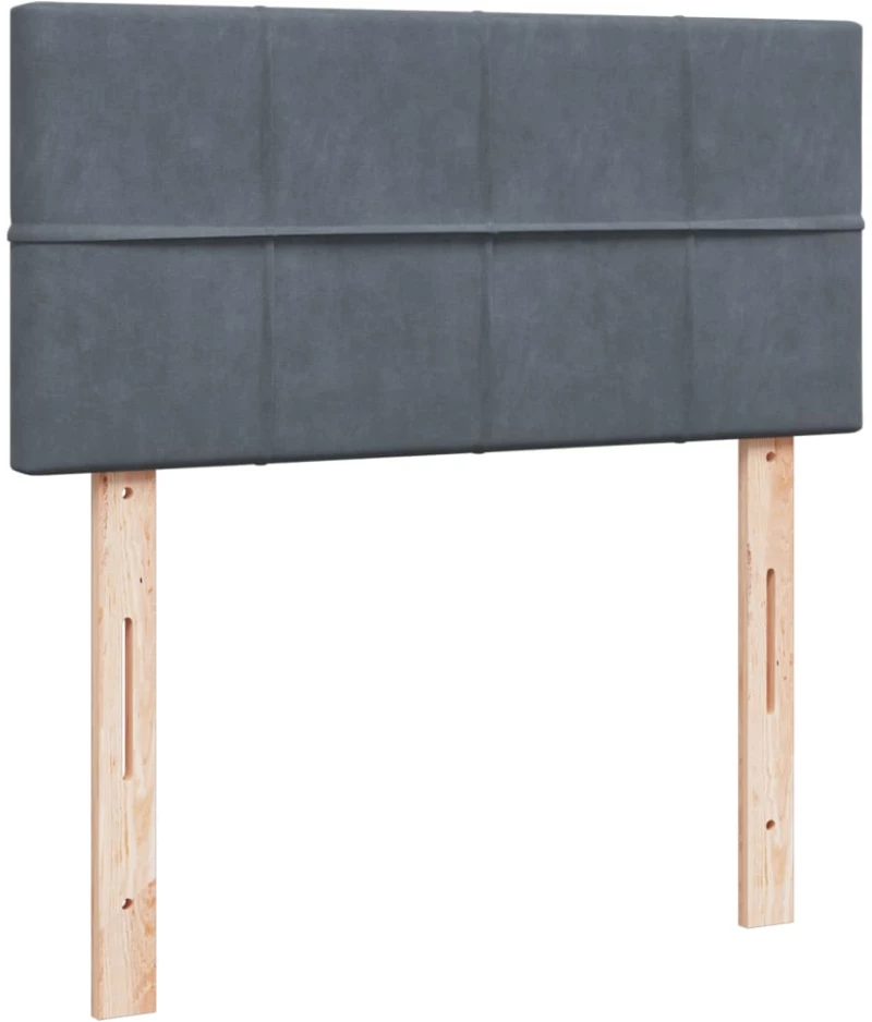vidaXL Κρεβάτι Boxspring με Στρώμα Σκούρο Γκρι 90x200 εκ. Βελούδινο
