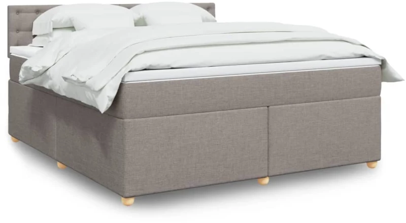 vidaXL Κρεβάτι Boxspring με Στρώμα Taupe 180x200 εκ. Υφασμάτινο