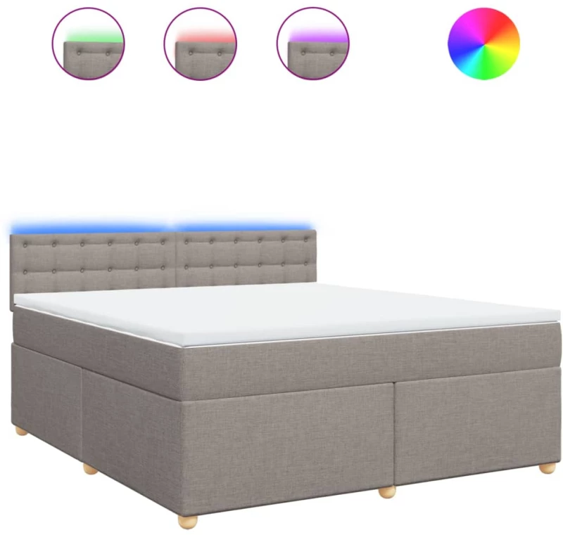 vidaXL Κρεβάτι Boxspring με Στρώμα Taupe 180x200 εκ. Υφασμάτινο