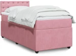 vidaXL Κρεβάτι Boxspring με Στρώμα Ροζ 90x200 εκ. Βελούδινο