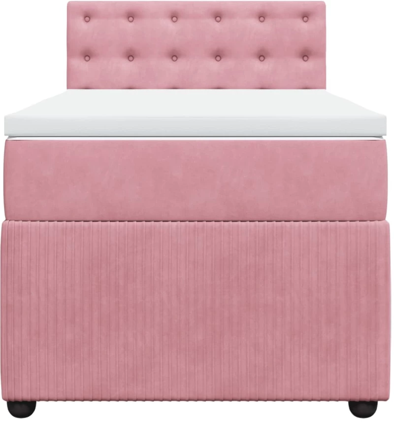 vidaXL Κρεβάτι Boxspring με Στρώμα Ροζ 90x200 εκ. Βελούδινο
