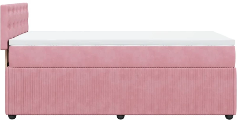 vidaXL Κρεβάτι Boxspring με Στρώμα Ροζ 90x200 εκ. Βελούδινο