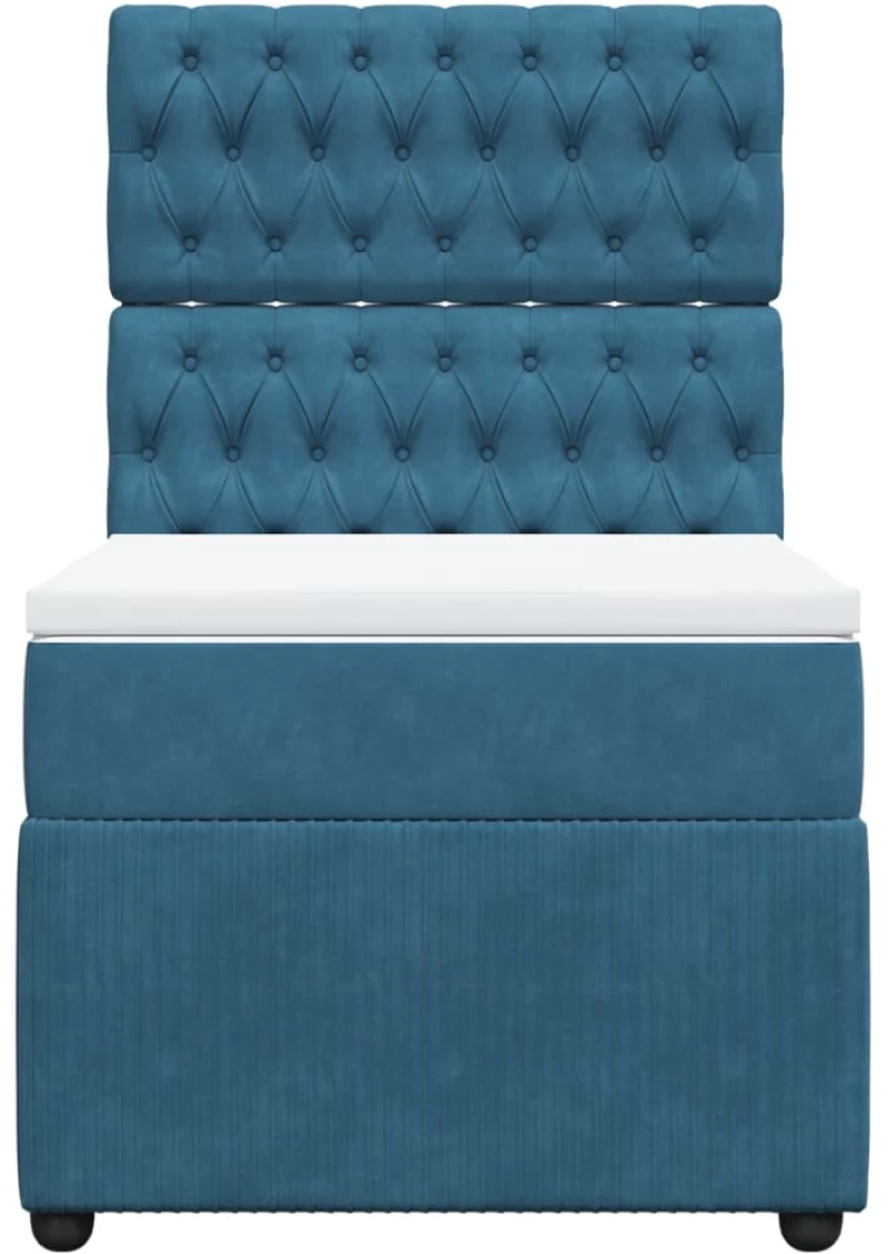 vidaXL Κρεβάτι Boxspring με Στρώμα Σκούρο Μπλε 90x200 εκ. Βελούδινο