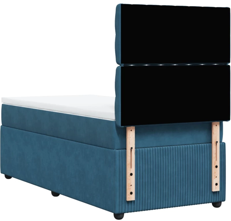 vidaXL Κρεβάτι Boxspring με Στρώμα Σκούρο Μπλε 90x200 εκ. Βελούδινο