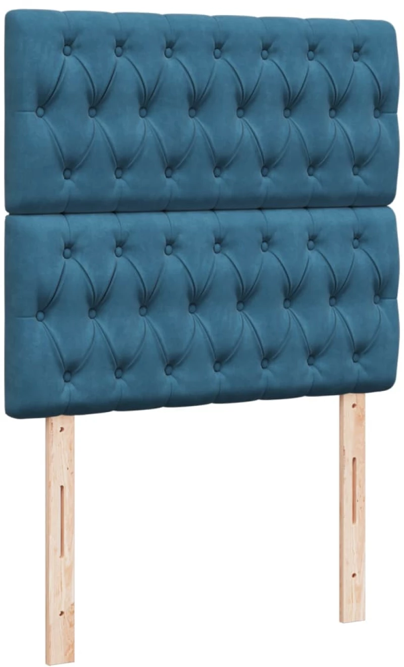 vidaXL Κρεβάτι Boxspring με Στρώμα Σκούρο Μπλε 90x200 εκ. Βελούδινο