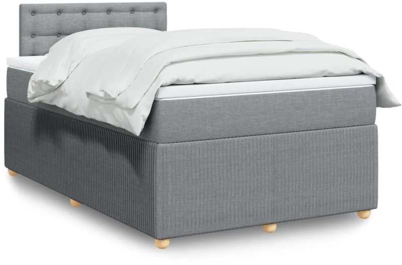 vidaXL Κρεβάτι Boxspring με Στρώμα Ανοιχτό Γκρι 120x200 εκ. Υφασμάτινο
