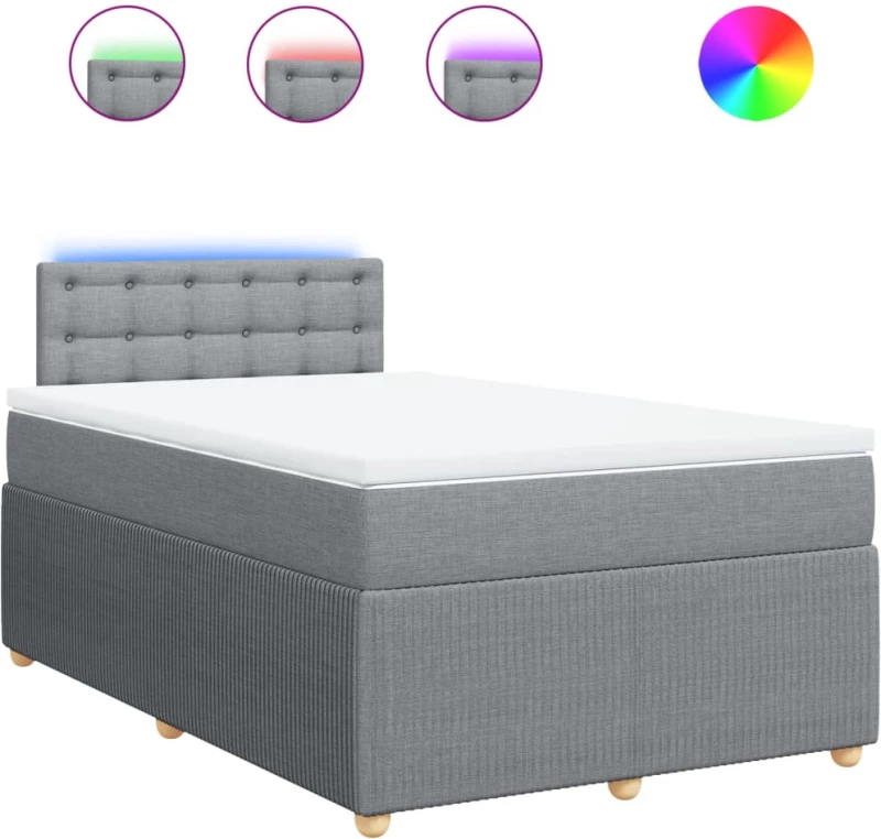 vidaXL Κρεβάτι Boxspring με Στρώμα Ανοιχτό Γκρι 120x200 εκ. Υφασμάτινο