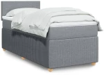 vidaXL Κρεβάτι Boxspring με Στρώμα Ανοιχτό Γκρι 90x200 εκ. Υφασμάτινο