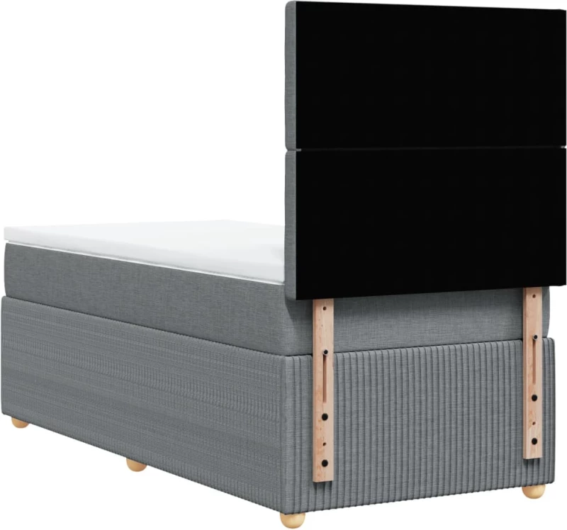 vidaXL Κρεβάτι Boxspring με Στρώμα Ανοιχτό Γκρι 80x200 εκ. Υφασμάτινο