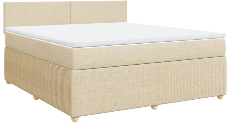 vidaXL Κρεβάτι Boxspring με Στρώμα Κρεμ 180x200 εκ. Υφασμάτινο