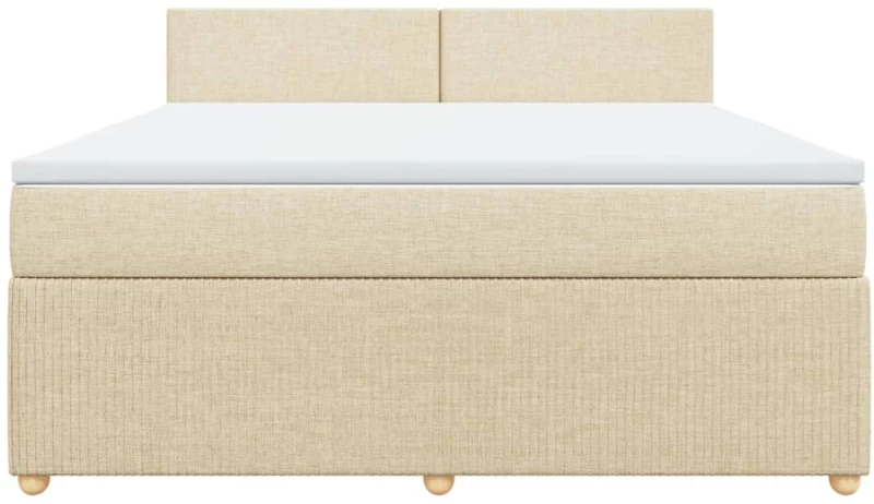 vidaXL Κρεβάτι Boxspring με Στρώμα Κρεμ 180x200 εκ. Υφασμάτινο