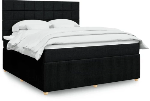 vidaXL Κρεβάτι Boxspring με Στρώμα Μαύρο 180x200 εκ. Υφασμάτινο