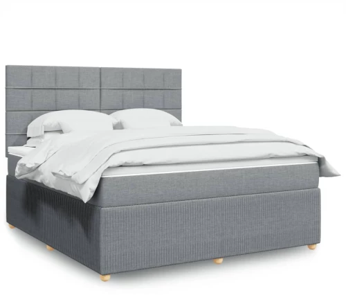 vidaXL Κρεβάτι Boxspring με Στρώμα Ανοιχτό Γκρι 180x200 εκ. Υφασμάτινο