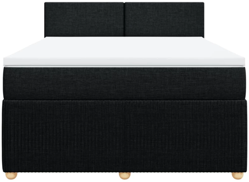 vidaXL Κρεβάτι Boxspring με Στρώμα Μαύρο 140x200 εκ. Υφασμάτινο