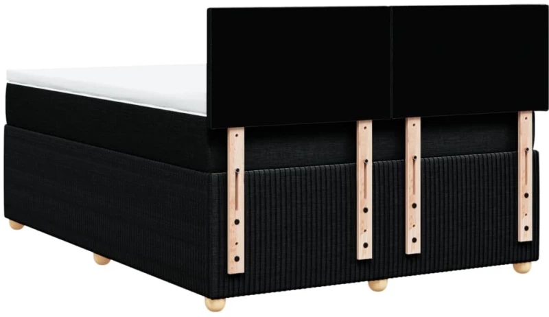 vidaXL Κρεβάτι Boxspring με Στρώμα Μαύρο 140x200 εκ. Υφασμάτινο