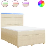 vidaXL Κρεβάτι Boxspring με Στρώμα Κρεμ 140x200 εκ. Υφασμάτινο