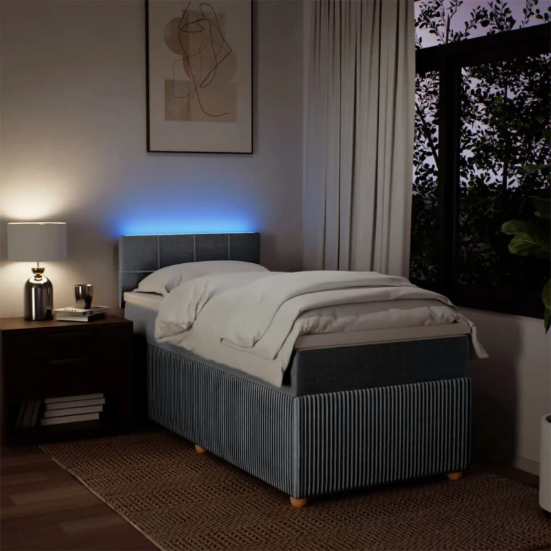 vidaXL Κρεβάτι Boxspring με Στρώμα Ανοιχτό Γκρι 100x200 εκ. Υφασμάτινο