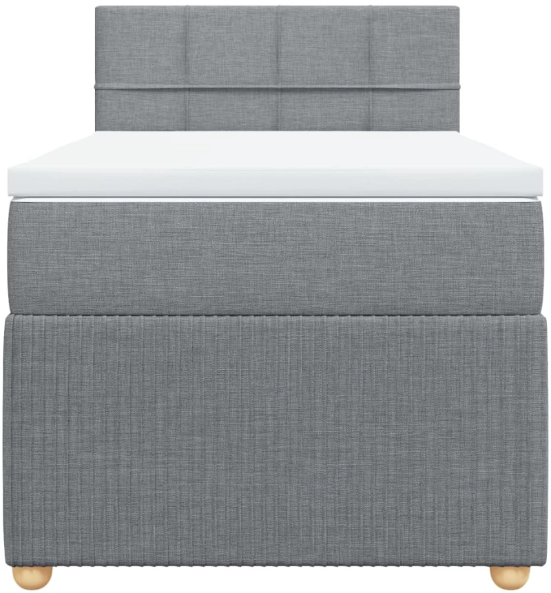 vidaXL Κρεβάτι Boxspring με Στρώμα Ανοιχτό Γκρι 100x200 εκ. Υφασμάτινο